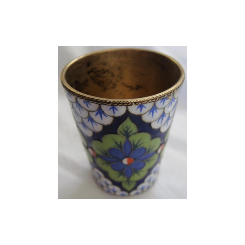 RUSSIAN SILVER ENAMEL VODKA CUP object_108