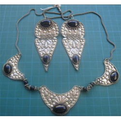 Siyah Taşlı Gümüş Kolye ve Küpe Set_82